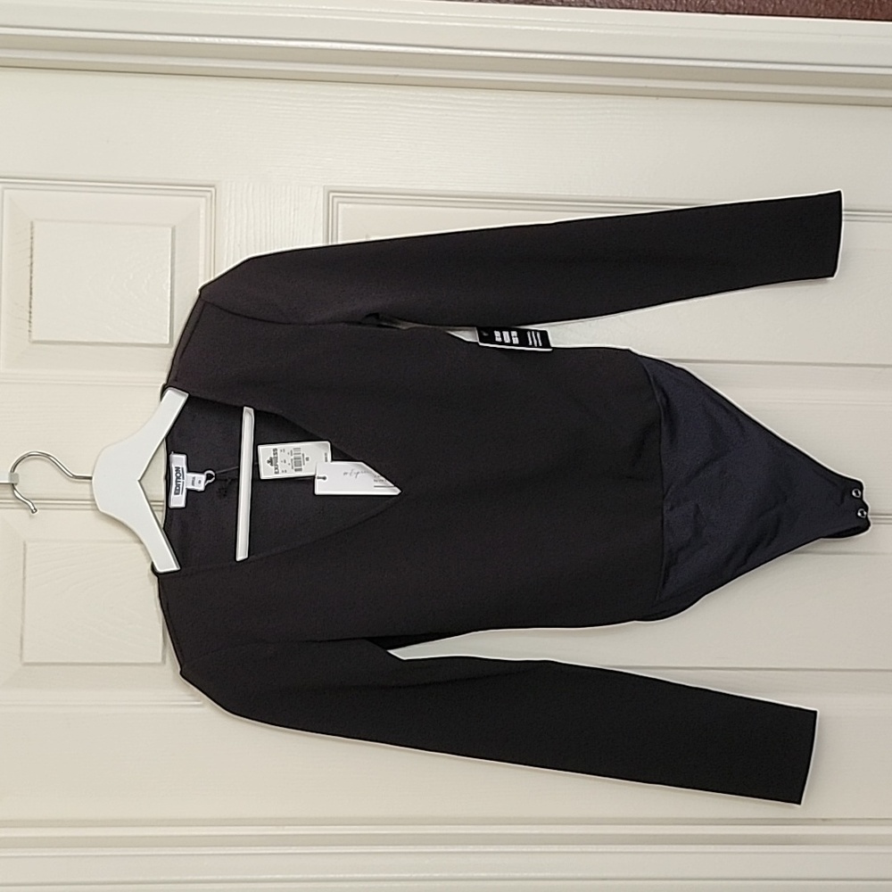 Express XS Black Deep V Neck Bodysuit